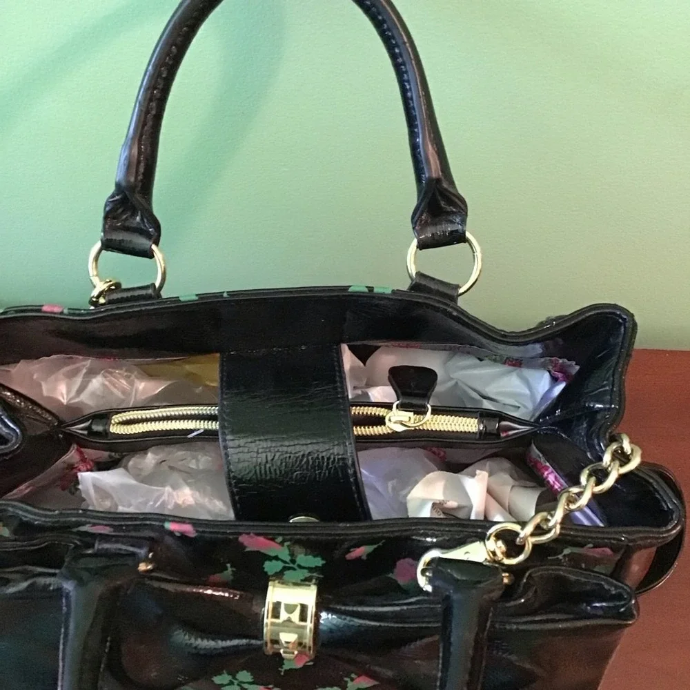 Betsy Johnson 80th Birthday Limited‎ Black Rose Satchel with Bow